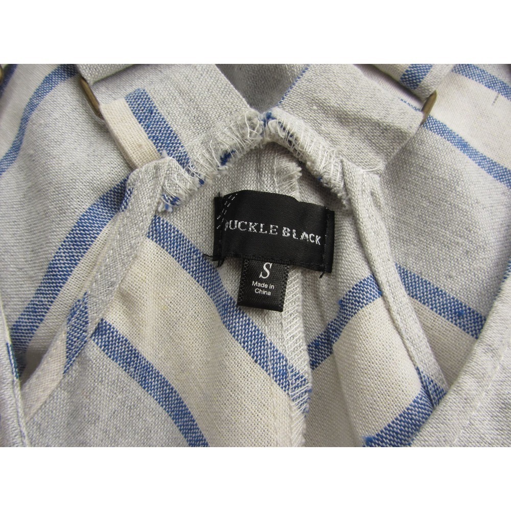 BUCKLE BLACK Size Small Woven Striped Button Down Midi Dress - Picture 4 of 4